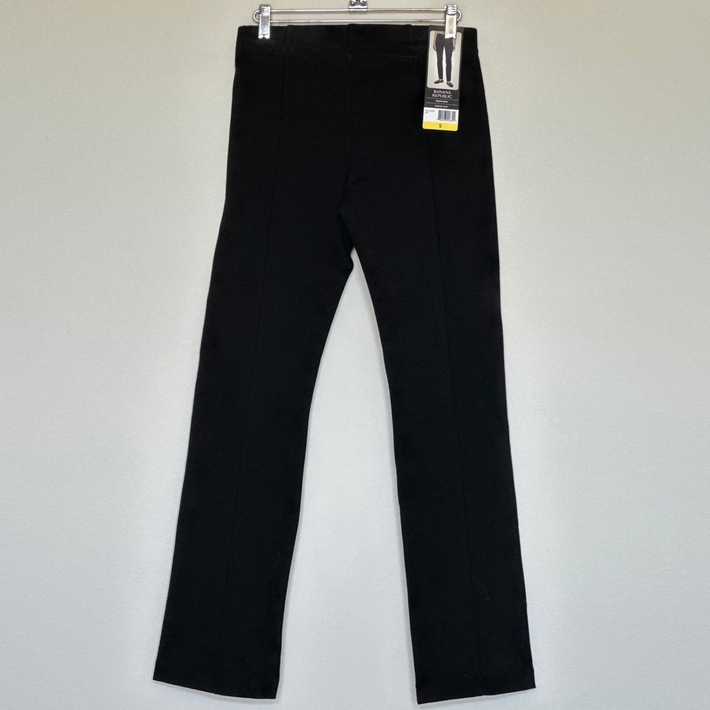 Banana Republic Womens Black Ponte Pant Pull On Straight Leg Seam Detail S NEW - Picture 2 of 10